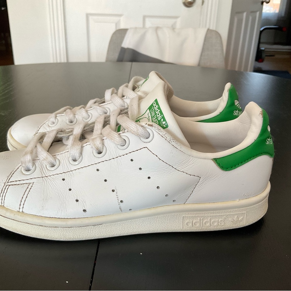 Adidas Kids White Sneakers with Green Accents